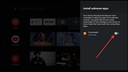 Autoriser sources inconnues pour installer Iron TV MAX APK via Downloader