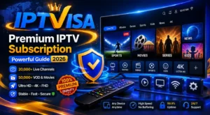Premium IPTV Subscription Powerful Guide 2026 with secure streaming interface, live TV, movies, sports, 4K quality and multi-device support